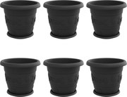vidaXL Ghivece pentru plante 6 pcs Negru Ø 26 x 21.5 cm Plastic