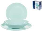 Set 18 farfurii masa Diwali, Sticla Opal, Turqoise