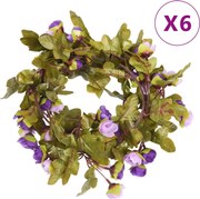 vidaXL Ghirlande de flori, 6 buc., violet deschis, 215 cm