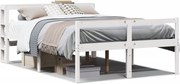 vidaXL Cadru de pat senior cu tăblie, alb, 150x200 cm, lemn masiv pin