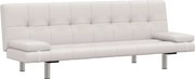 vidaXL Canapea extensibilă 2 perne, piele artificială, reglabil, crem