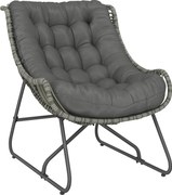 Outsunny Fotoliu din ratan cu pernă chingi, fotoliu exterior tapițat din poliratan, fotoliu tip coș până la 120kg | Aosom Romania