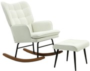 HOMCOM Scaun cu Leagăn Taburet, Sistem de Leagăn Linen, 64 x 89 x 90 cm, Crem | Aosom Romania