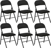 HOMCOM Set 6 Scaune Pliabile, Scaune Moderne cu Perne din Poliester pentru Acasă și Birou, 45x46x78 cm, Negru | Aosom Romania