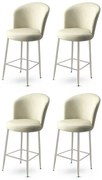 Set de scaune de bar Alte Cream and Chrome, 4bucăți, 4 buc