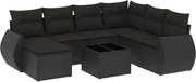vidaXL Set mobilier de grădină cu perne, 8 piese, negru, poliratan