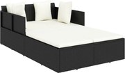 vidaXL Șezlong cu perne, negru, 182x118x63 cm, poliratan