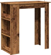 vidaXL Masă de bar cu raft de depozitare, Lemn vechi, 102x50x103,5 cm