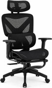 Scaun ergonomic, functie translatie sezut, cotiere 3D, tetiera 3D, suport lombar Adaptive, pivotant, suport picioare, Negru