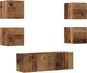 vidaXL Set dulap TV 5 piese montat pe perete lemn vechi lemn prelucrat