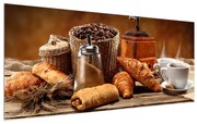 Tablou cu croissant și  cafea (120x50 cm), în 40 de alte dimensiuni noi