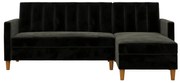 Canapea variabilă extensibilă cu suprafață din catifea Støraa Celine, negru