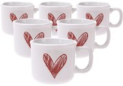 Set de 6 căni ceramice Srdíčko II, 90 ml, roșu
