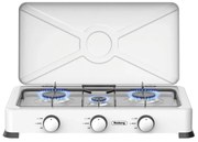 Aragaz cu 3arzatoare si capac Rosberg R51454E3, 3x2,2 kWh, 30 mbar, Otel carbon, Alb