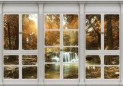 Fototapet - Cascada de toamnă - geam (152,5x104 cm)