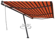 vidaXL Copertină retractabilă manual, portocaliu/maro, 600x300 cm
