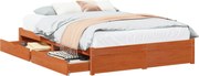 vidaXL Cadru de pat cu sertar 3 pcs Maroniu cerat Lemn de pin masiv