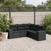 vidaXL Set mobilier de grădină cu perne, 5 piese, negru, poliratan