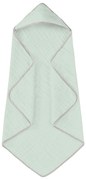 Prosop bebelus cu gluga din muselina patru straturi  80x80 cm Kidizi Light Mint, 100% bumbac delicat si absorbant
