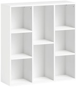 HOMCOM Raft de depozitare cu 8 compartimente Design vertical sau orizontal pentru cărți și decorațiuni 74,3x24x80 cm Alb | Aosom Romania