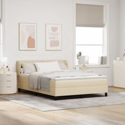 vidaXL Pat boxspring cu saltea cu saltea Crem 140 x 200 cm țesătură