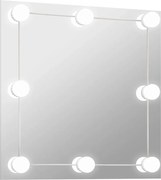 vidaXL Oglindă de perete cu lumini LED, sticlă, pătrată