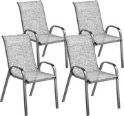 Outsunny Set de 4 Scaune Suprapozabile cu Spătar Înalt și șezut din Plasă, 54x71x93 cm, Negru | Aosom Romania