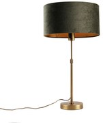 Lampă de masă bronz cu abajur oval din catifea verde 35cm - Parte