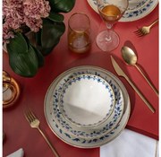 Set veselă 18 piese, porțelan, alb/albastru