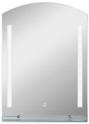 Kleankin Oglindă Baie cu Lumină LED Reglabilă pe 3 Culori și Raft din Sticlă, 50x12x70 cm, Argintiu | Aosom Romania