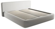Pat matrimonial gri deschis tapițat cu spațiu de depozitare cu somieră 180x200 cm Kiana – Makamii