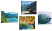 Set tablouri imitația picturii cu lacul montan