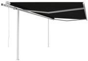 vidaXL Copertină retractabilă automat, cu stâlpi, antracit, 4x3 m