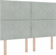 vidaXL Pat cu arc LED cu saltea Gri deschis 140 x 190 cm Catifea