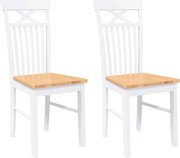 vidaXL Scaune de sufragerie 2 buc Cauciuc din lemn masiv alb