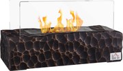 HOMCOM Șemineu cu Blat din Beton, Capac, Deflector din Sticlă Securizată și Rezervor de 0,15L, 33x16x18 cm, Negru | Aosom Romania