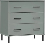 vidaXL Servantă cu 3 sertare, gri, 77x40x79,5 cm, lemn masiv OSLO