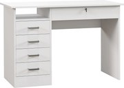 HOMCOM Birou Modern cu 5 Sertare, Birou cu Sertare și Compartiment Deschis pentru Biroul de Acasă și Studiu, 110x50x76 cm, Alb | Aosom Romania