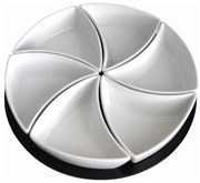 Set de 6 boluri cu tavă TORO, ceramică/lemn