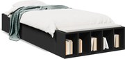 vidaXL Cadru de pat, negru, 75x190 cm, lemn prelucrat