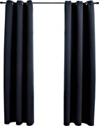 vidaXL Perdele opace cu inele, 2 buc., negru, 97x213 cm, material textil