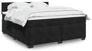 vidaXL Pat box spring cu saltea, negru, 180x200 cm, catifea