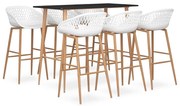 vidaXL Set mobilier de bar, 7 piese, negru și alb