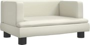 vidaXL Pat de câini, crem, 60x40x30 cm, piele ecologică