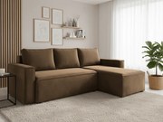 OFERTA Canapea coltar extensibila CAVELO maro deschis, reversibila, II calitate