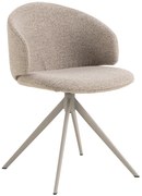 MAZZONI EXPORT NELA Bej Latte (material Monza 60)/picioare bej - SCAUN MODERN BOUCLÉ ROTATIV TAPIȚAT PENTRU SALON/LIVING/BIROU BOHO