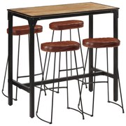 VidaXL Set de bar, 5 piese, lemn masiv de mango brut si metal