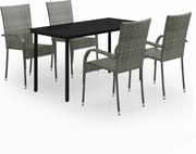 vidaXL Set mobilier de grădină, 5 piese, gri și negru