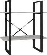 vidaXL Bibliotecă cu 2 rafturi, gri beton, 60x30x70 cm, PAL