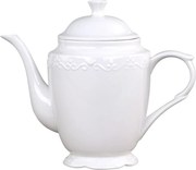 Ceainic din porțelan alb, H20/D12 cm, model dantelă în relief, „Provence"